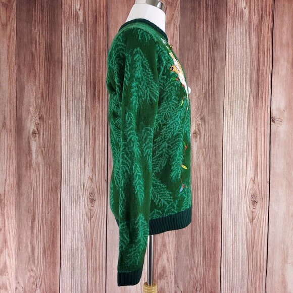 Blizzard Bay Unisex Adult Size Medium Green Tangled Cats Ugly Christmas Sweater - Picture 4 of 14